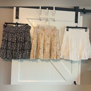 American Eagle Outfitters, 3 Women’s M Skirt - Black, White Eyelet, Yellow